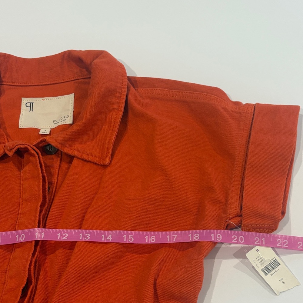Anthropologie Pilcro Women's Orange Button-Up Belted utility romper Small NEW - Picture 9 of 12